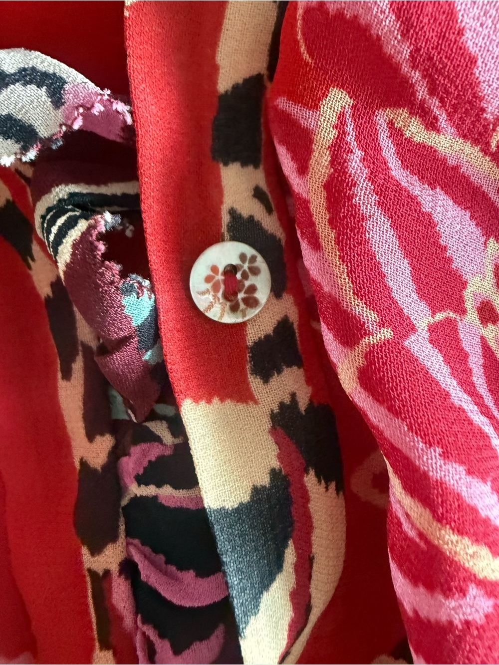 FARM Rio Red and Pink Floral Ruffle Long-Sleeve Dress - Picture 8 of 11